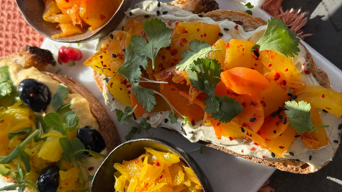  Soft Goat Cheese & Vegan Kimchi Toast 