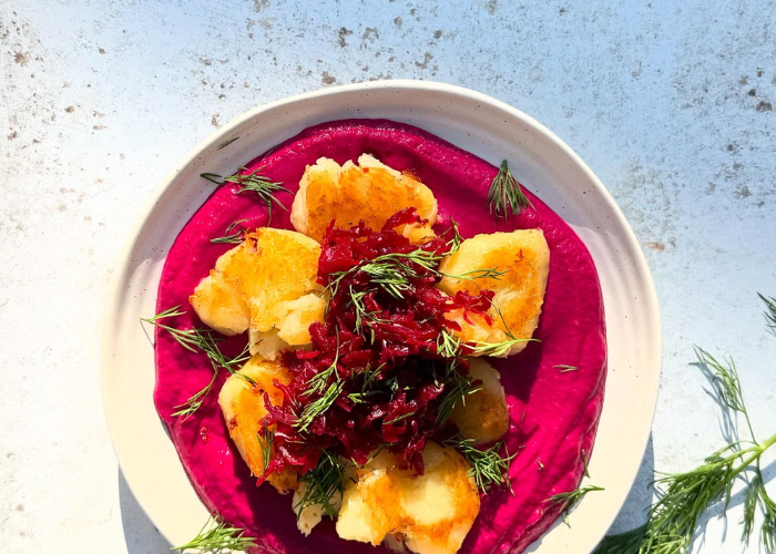 New Potatoes with Beet Kraut