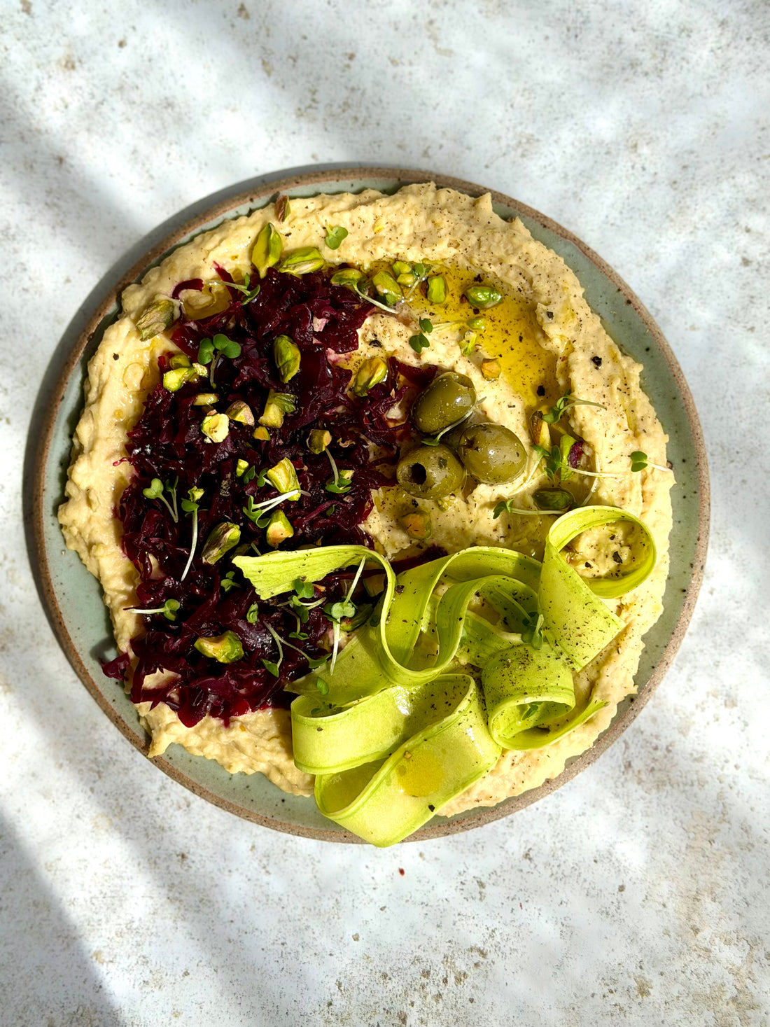  Hummus Mezze Plate with Classic Beet Kraut 