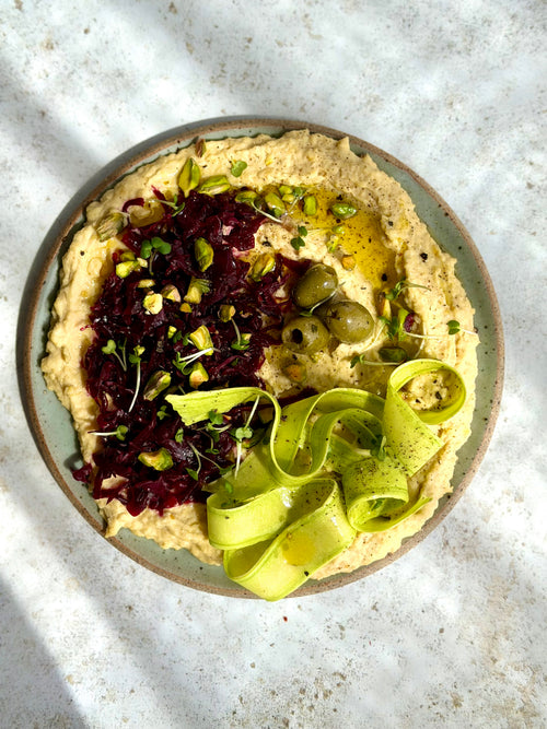 Hummus Mezze Plate with Classic Beet Kraut