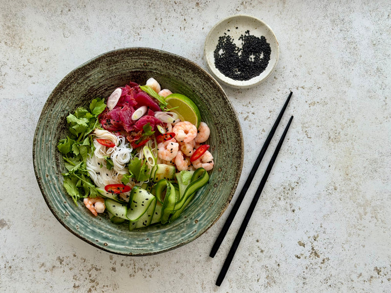 Cold Pink Kimchi Noodles
