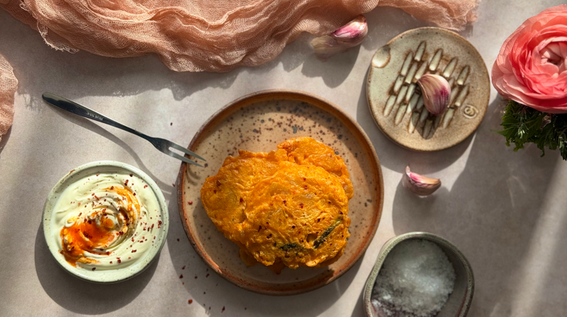 Pancakes with Mellow Vegan Kimchi