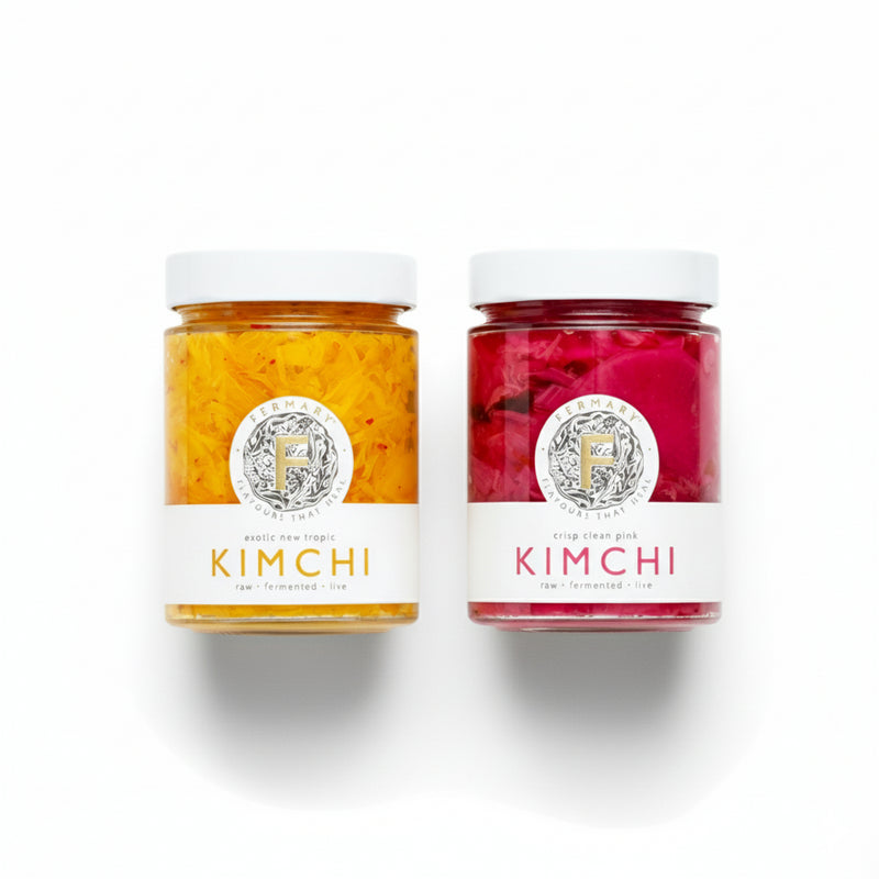 🌸 FERMARY Pink Kimchi - x1 jar of our vibrant, tangy pink kimchi and 🍍 FERMARY New Tropic Kimchi - x1 jar of our bold, tropical-inspired kimchi.